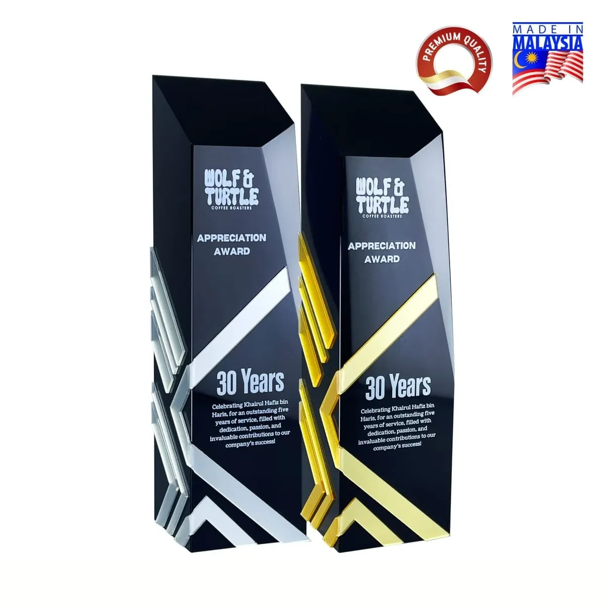 Square Honor Black Acrylic Award (GOLD / SILVER) 1099