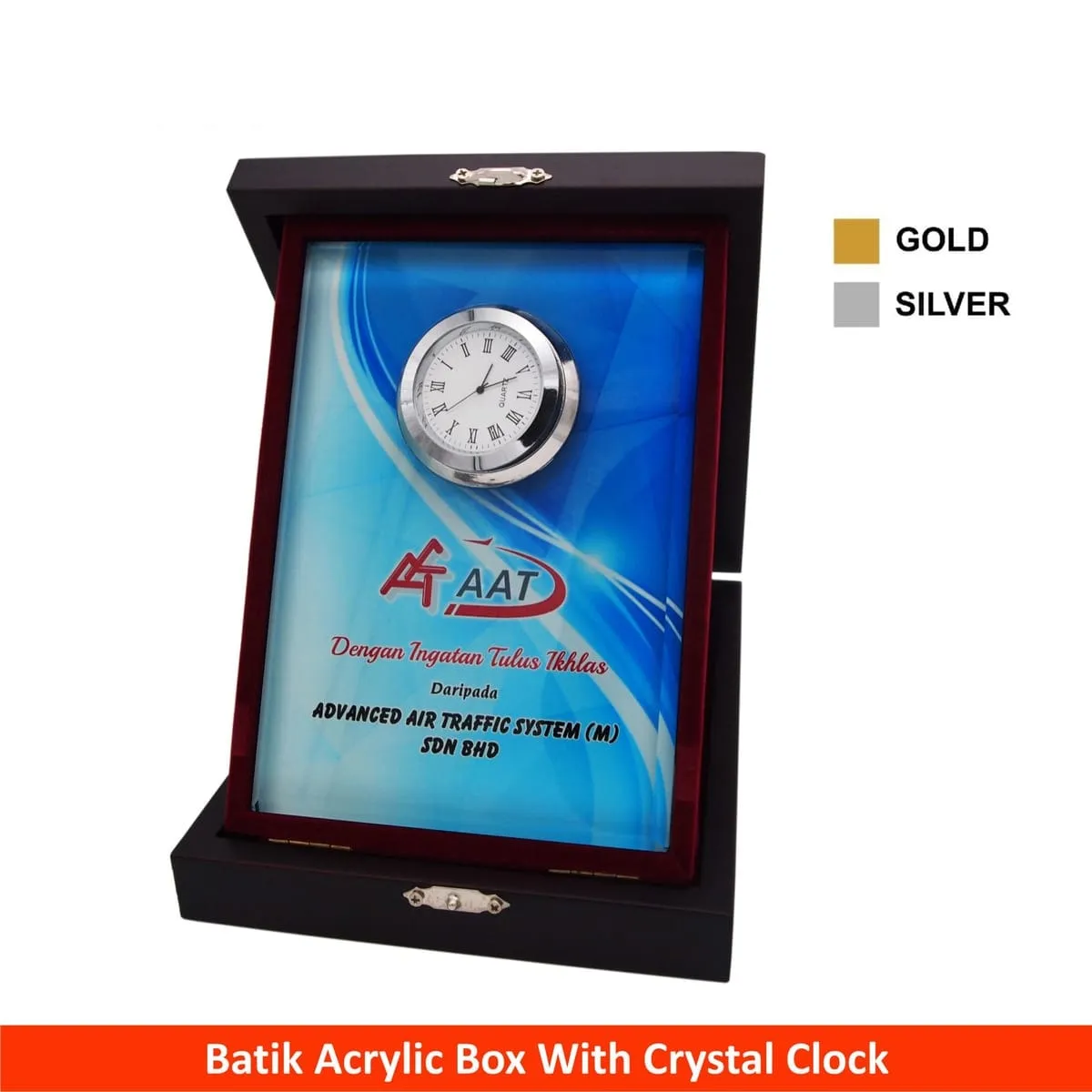Batik Acrylic Box with Crystal Clock