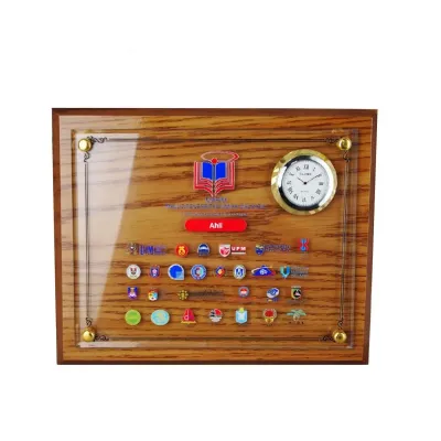 Wooden Crystal Plaque with Clock 2045