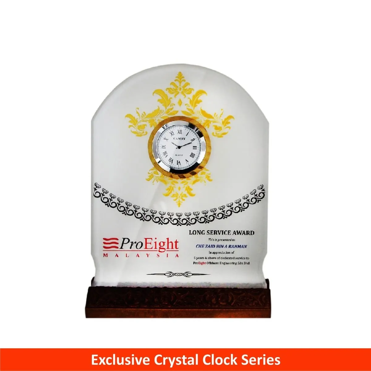 Crystal Plaque with Clock