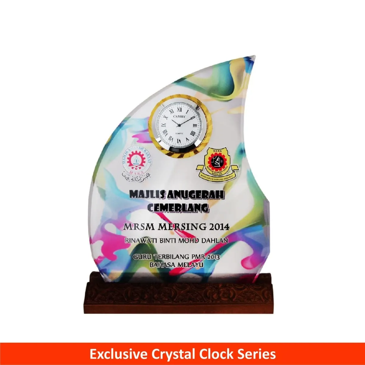 Crystal Plaque with Clock