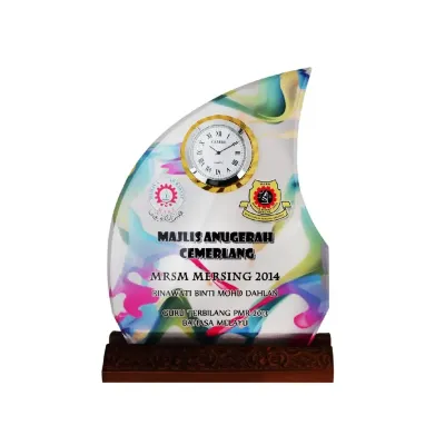 Crystal Plaque with Clock 2049