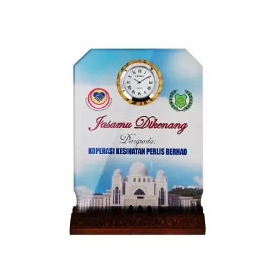 Crystal Plaque with Clock 2050