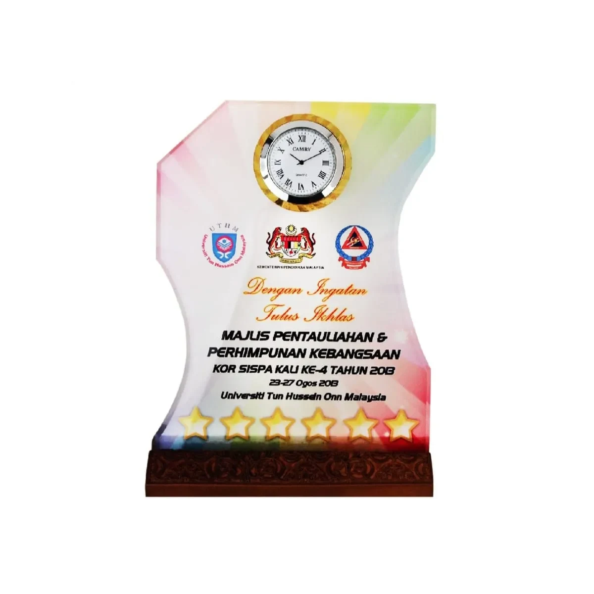 Crystal Plaque with Clock 2051
