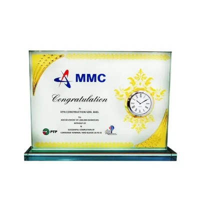Crystal Plaque with Clock 2052
