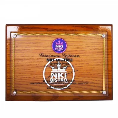Wooden Crystal Opening Ceremony Plaque 3066