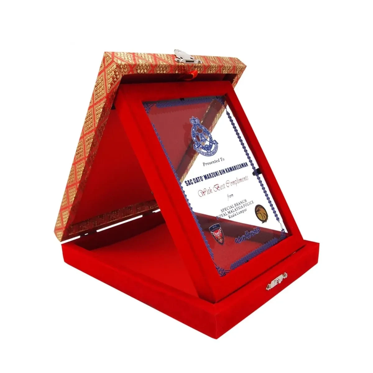 Velvet Songket Box with Crystal Glass 3067 wooden trophies product image 2