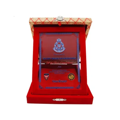 Velvet Songket Box with Crystal Glass 3067