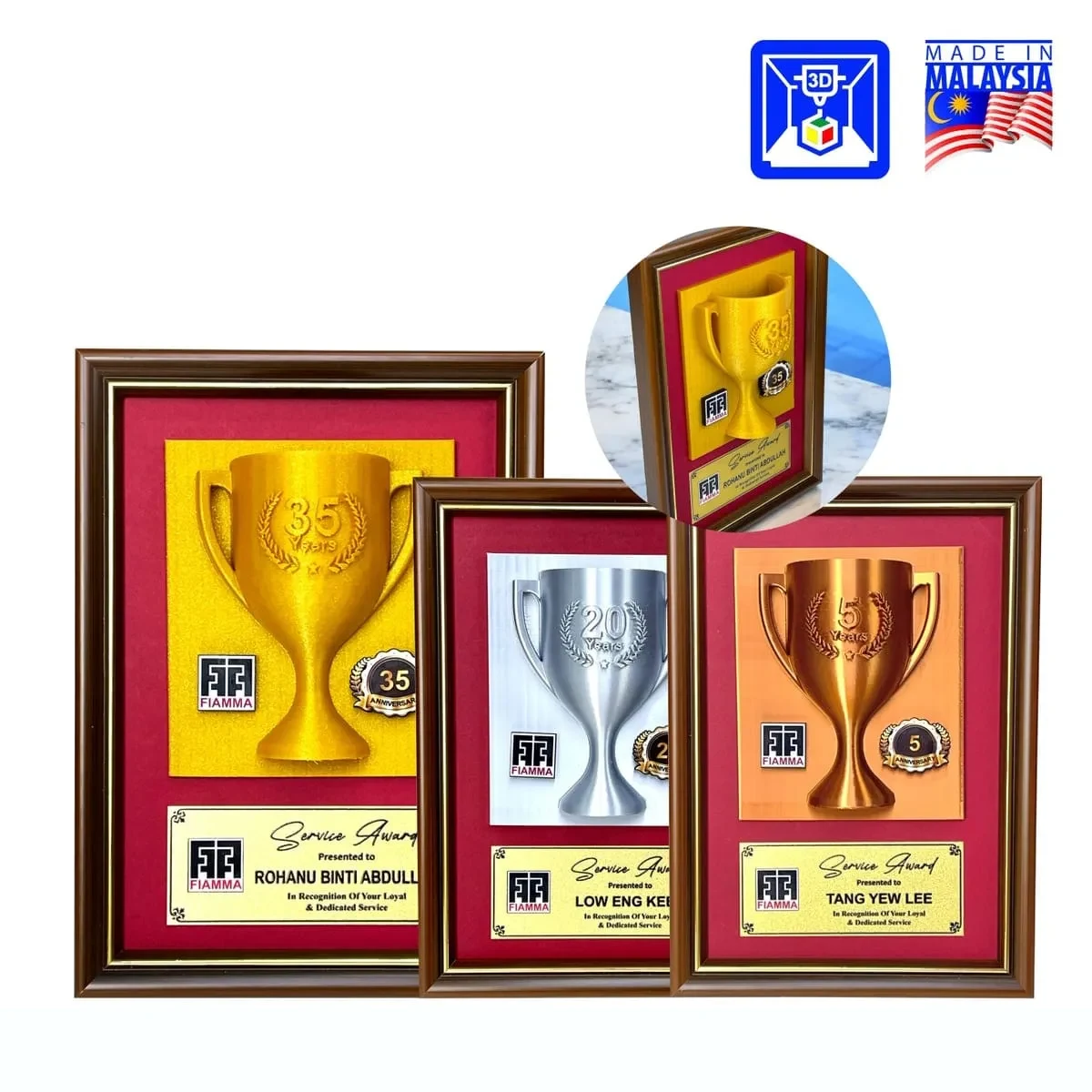Premium 3D Printed Award Plaque 3D15