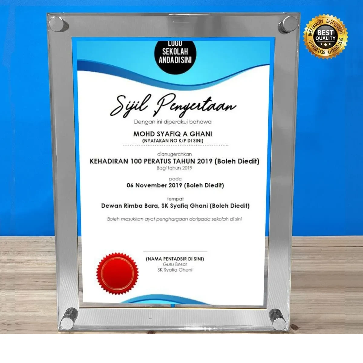 Acrylic A4 Size Certificate Frame (SILVER) 5144