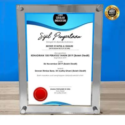 Acrylic A4 Size Certificate Frame (SILVER) 5144
