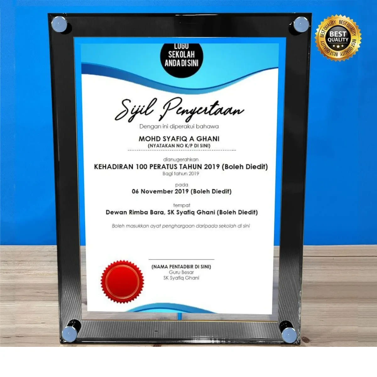 Acrylic A4 Size Certificate Frame (BLACK) 5146
