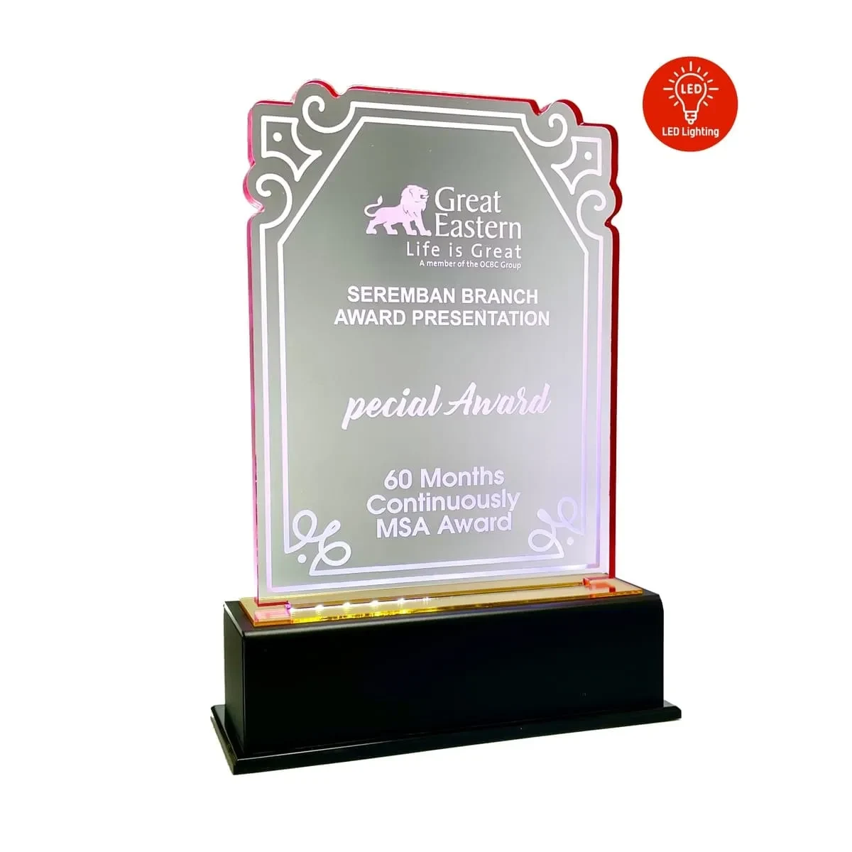 LED Lighting Innovative Design Acrylic Plaque 5201
