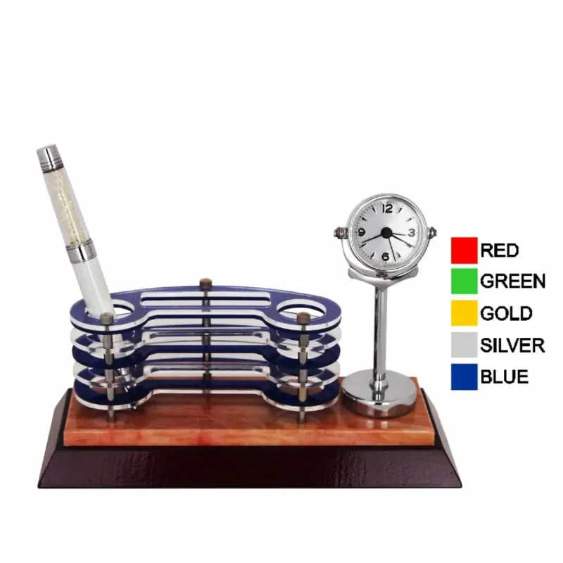 Wooden Acrylic Pen Holder with Clock 7103 mixed materials corporate gifts product image
