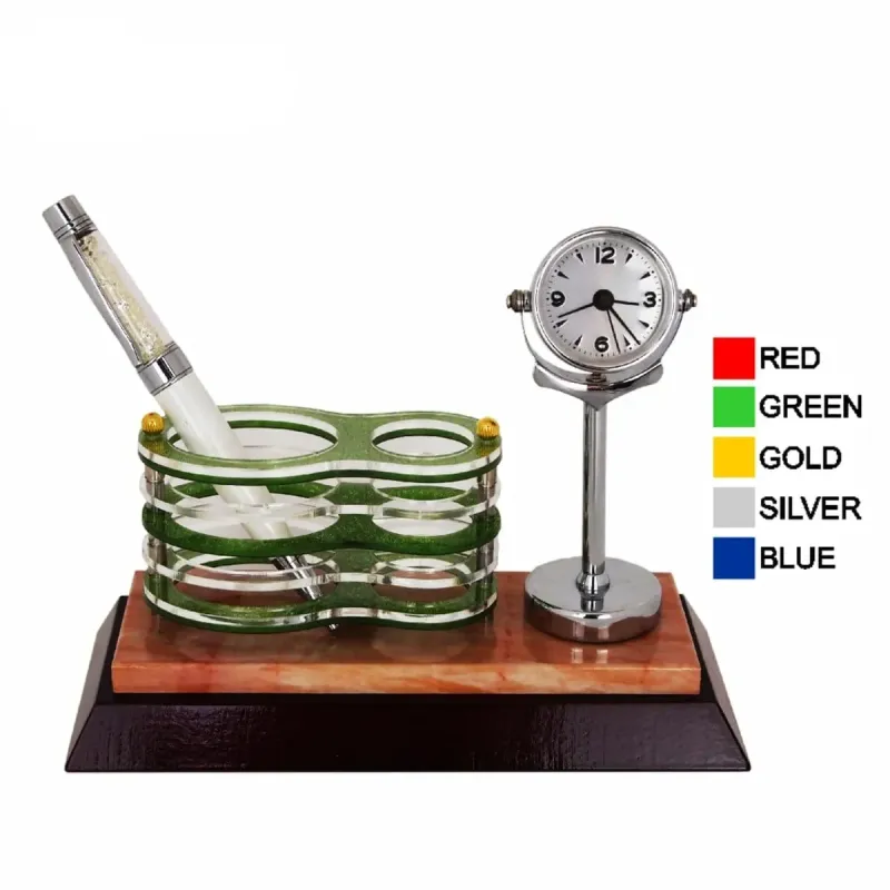 Wooden Acrylic Pen Holder with Clock 7105 mixed materials corporate gifts product image