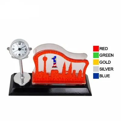 Wooden Acrylic Namecard Holder with Clock 7110