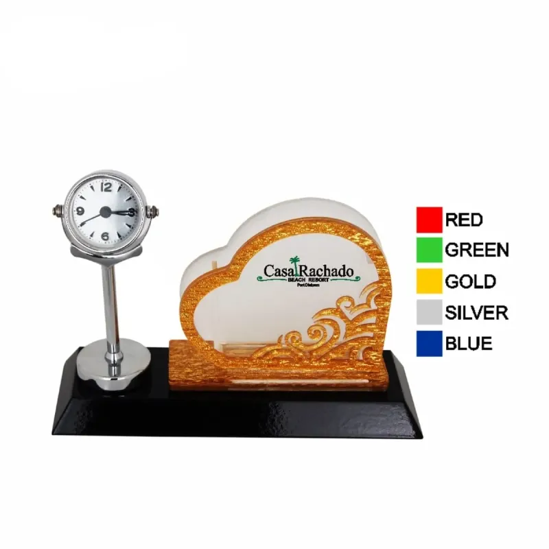 Wooden Acrylic Namecard Holder with Clock 7111 mixed materials corporate gifts product image