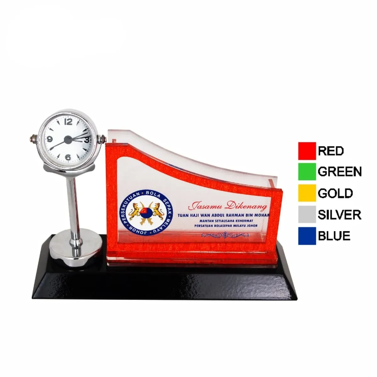 Wooden Acrylic Namecard Holder with Clock 7113
