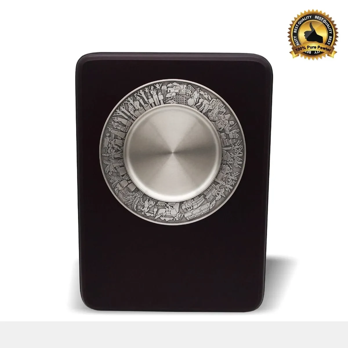 Wooden Plaque with Malaysian Industrial Pewter Plate 7198