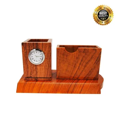 Exclusive Wooden Desktop with Clock 7210