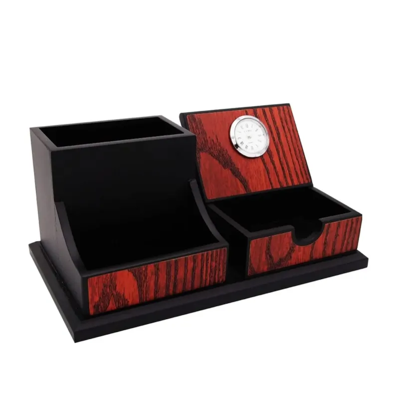 Wooden Pen Holder & Memo Holder with Clock 7218 mixed materials wall clocks product image