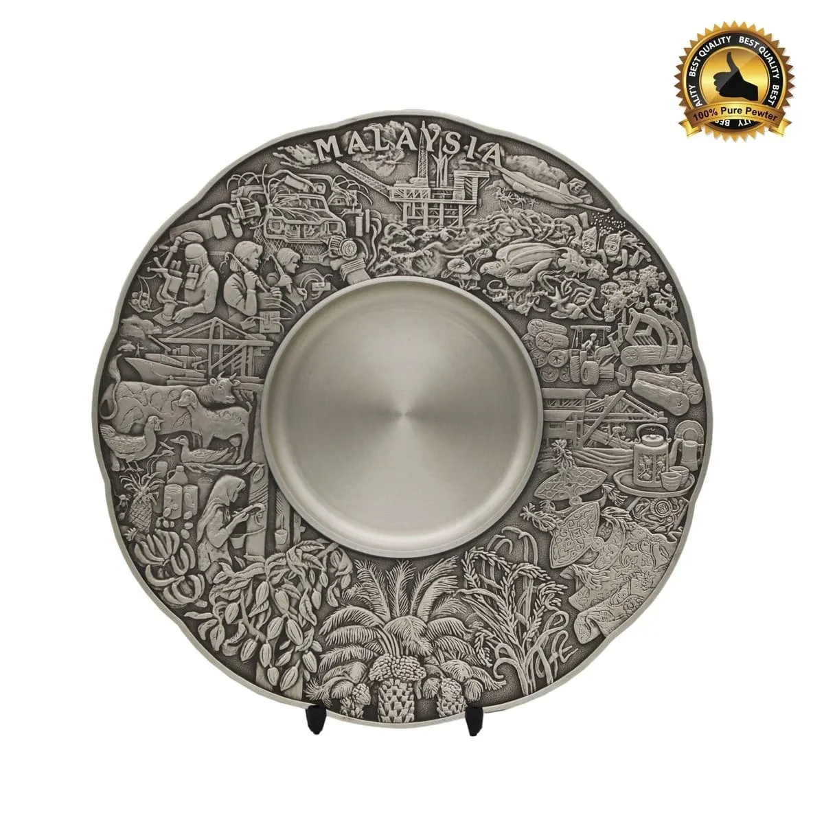 Maju Motif Pewter Plate 7228