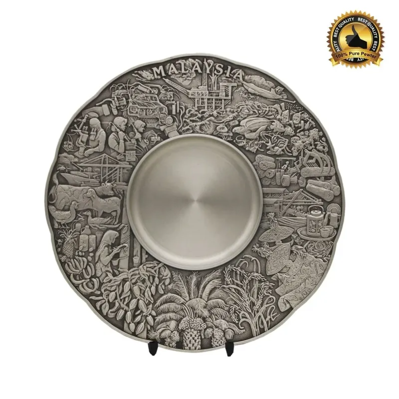 Maju Motif Pewter Plate 7228 pewter awards & gifts product image