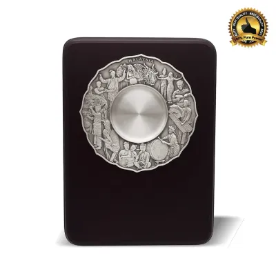 Wooden Plaque with Cultural Dance Pewter Plate 7236