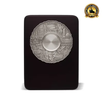 Wooden Plaque with Malaysia Landmark Pewter Tray (KL Tower) P-7612