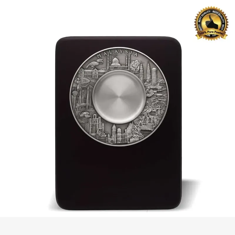 Wooden Plaque with Malaysia Landmark Pewter Plate (Mosque) P-7614 pewter awards & gifts product image