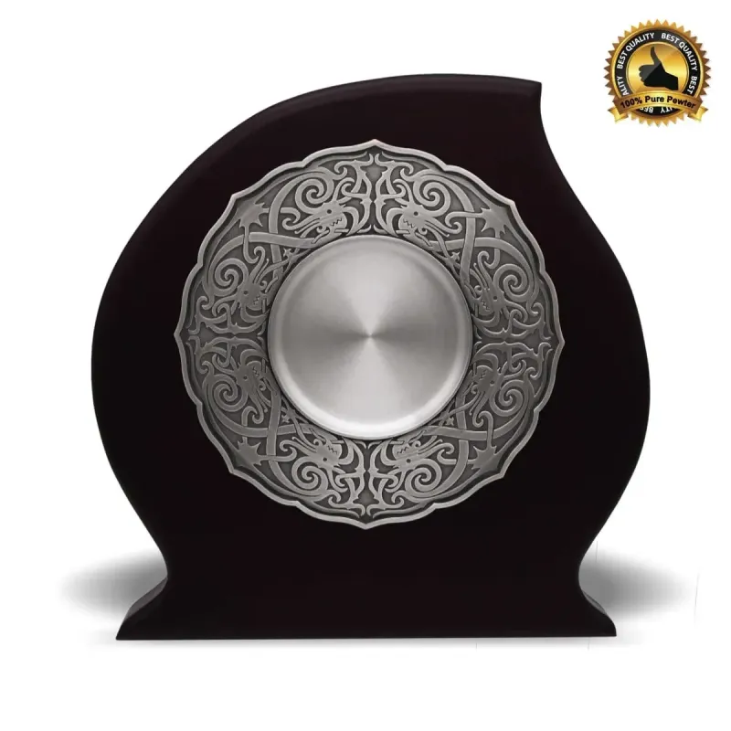 Wooden Plaque with Traditional Motion Pewter Tray P-7605 pewter awards & gifts product image