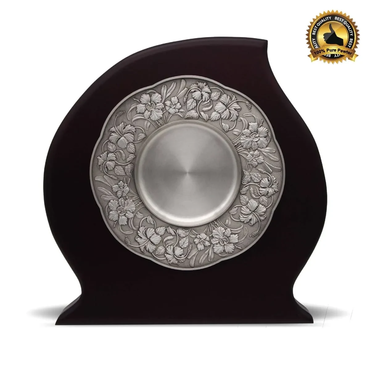 Wooden Plaque with Bunga Raya Pewter Plate P-7609