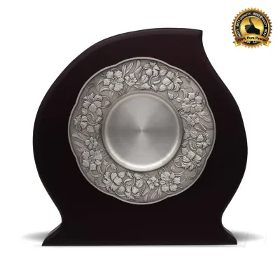 Wooden Plaque with Bunga Raya Pewter Plate P-7609
