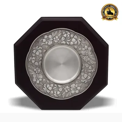 Wooden Plaque with Bunga Raya Pewter Plate P-7603