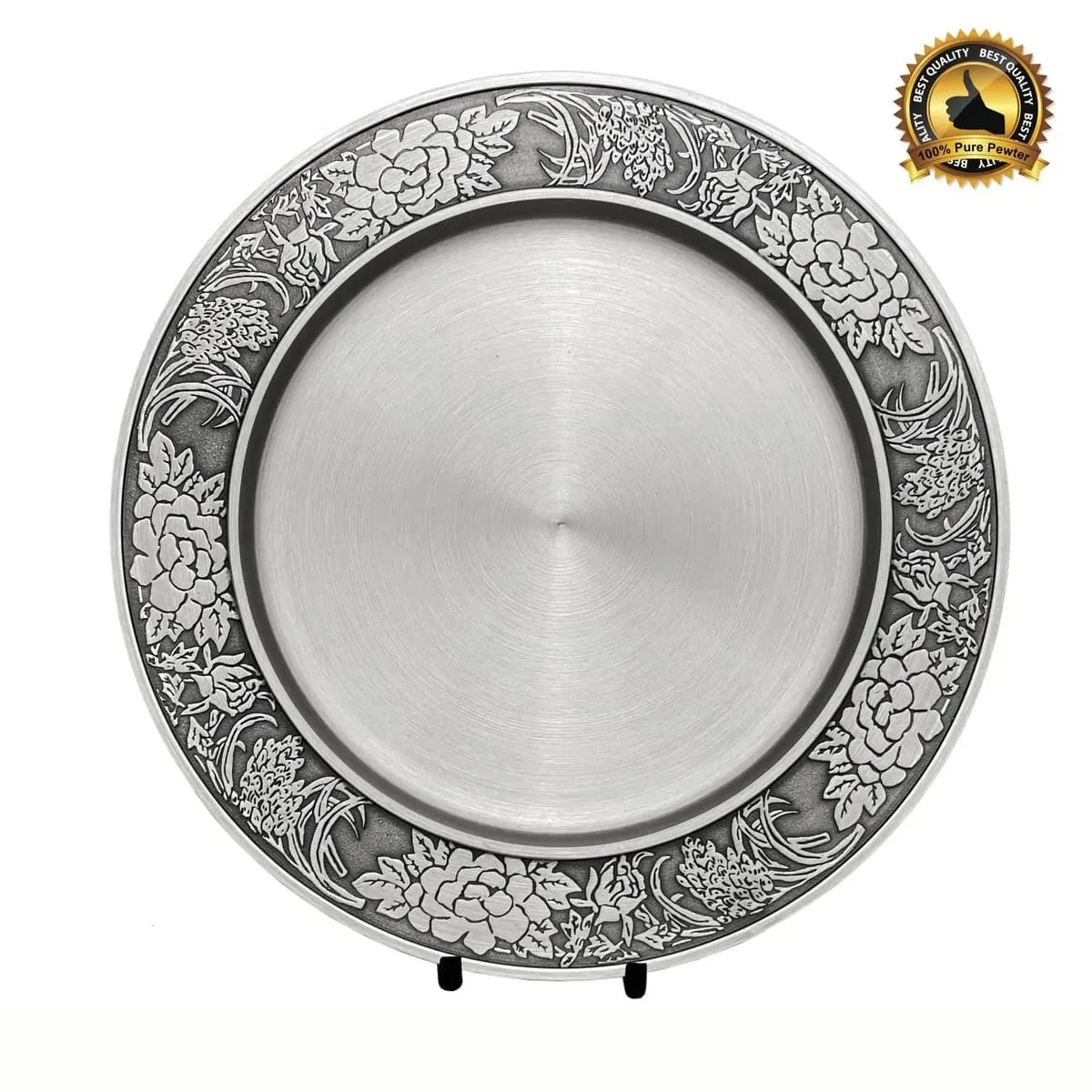 Malaysia Hibiscus Pewter Plate 7493