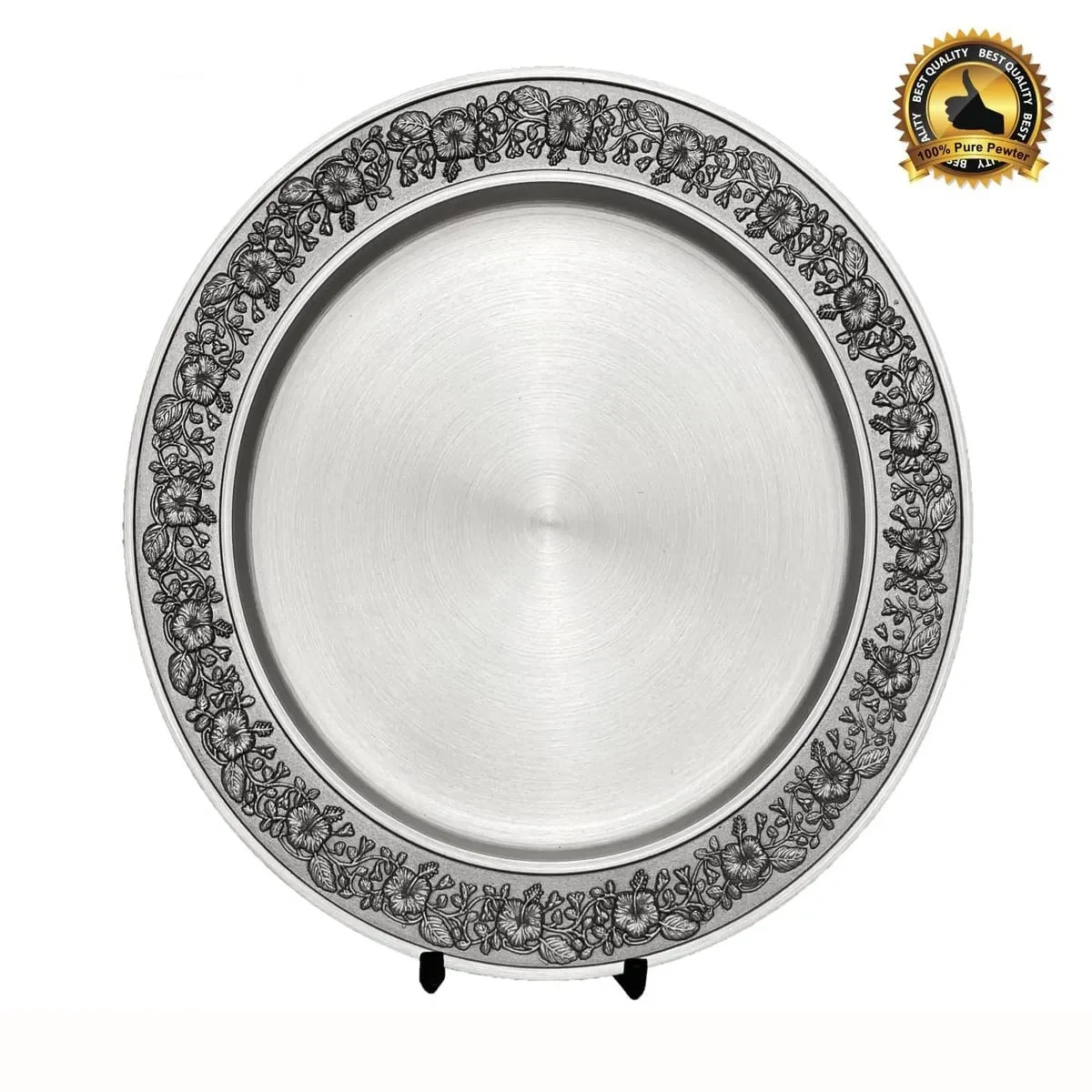 Hibiscus Pewter Plate 7495