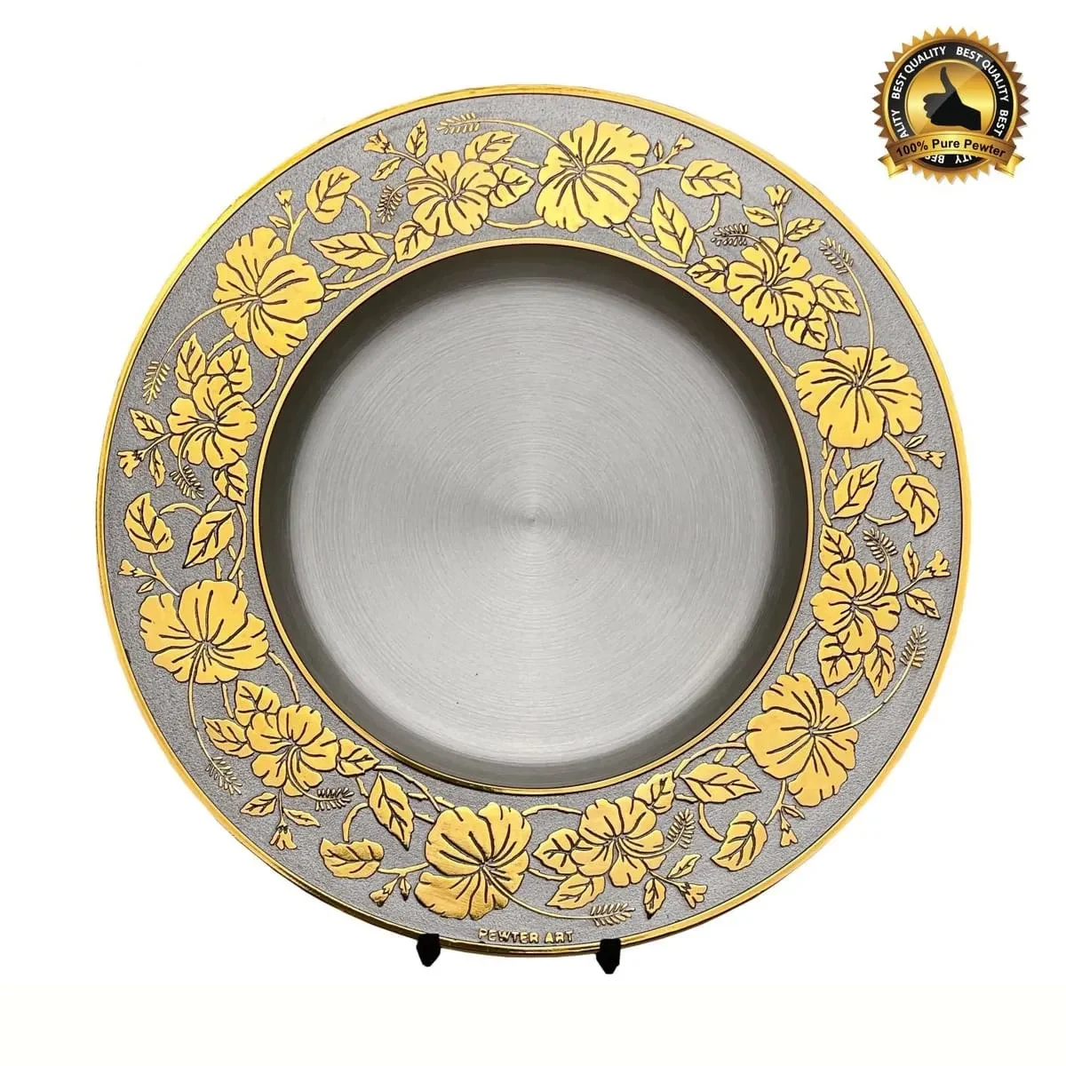 Hibiscus Pewter Plate (GOLD) 7503