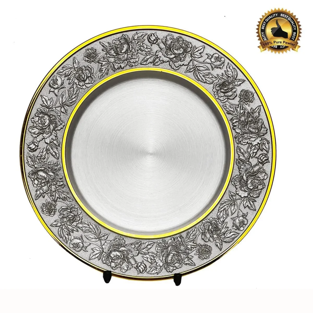 Peony Pewter Plate (GOLD) 7505