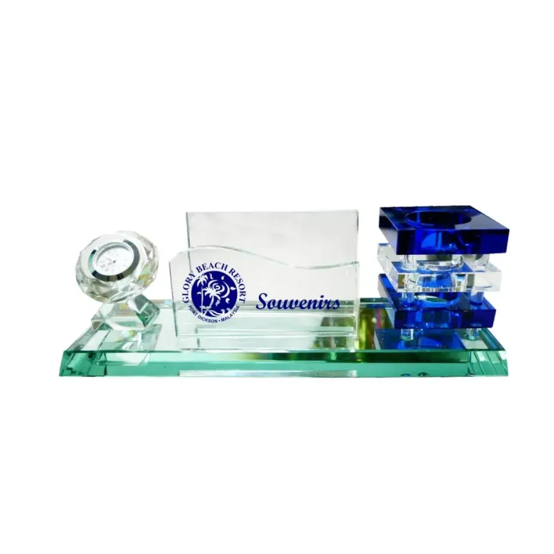 Crystal Pen Holder & NC Holder with Clock 8077 mixed materials corporate gifts product image