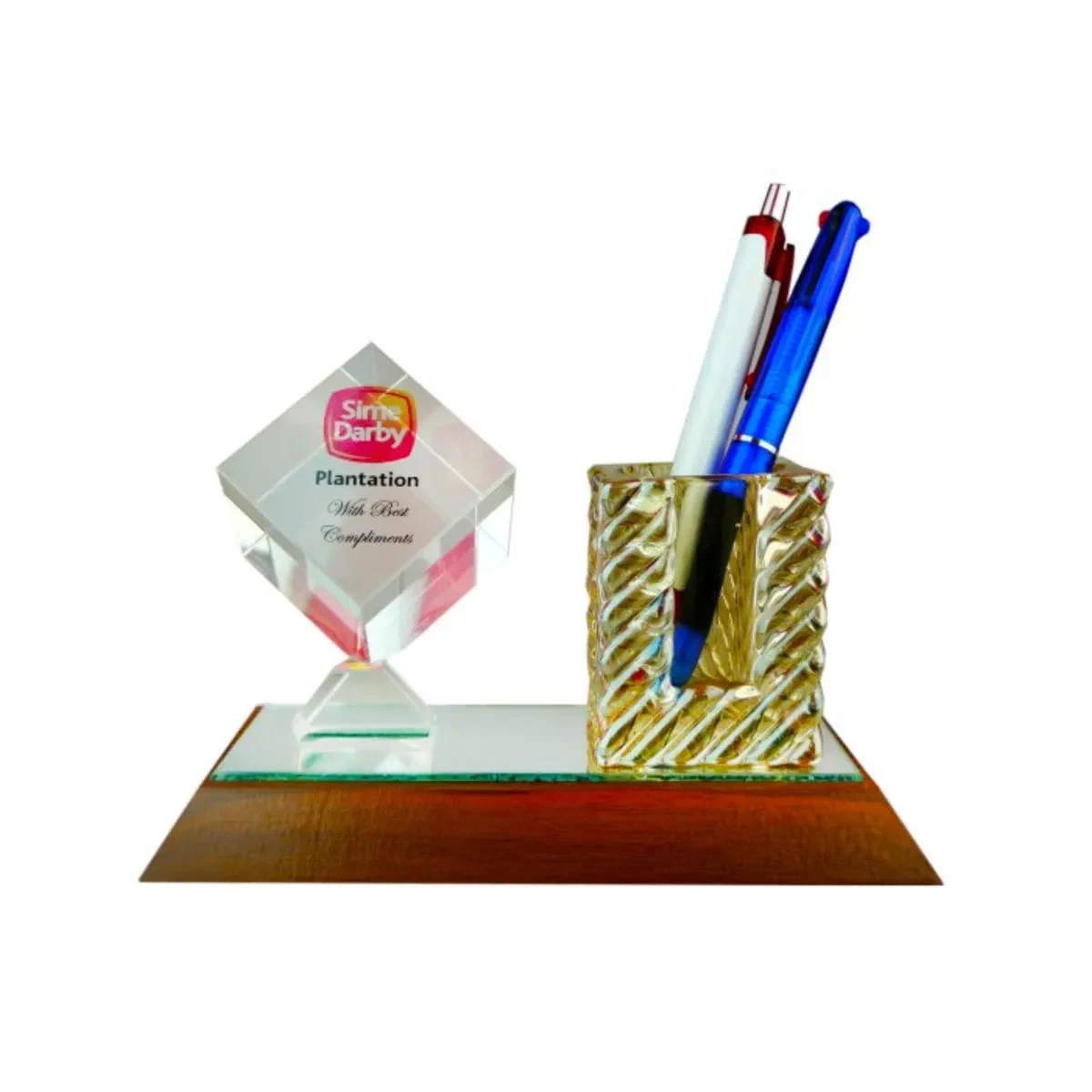 Crystal Pen Holder & Crystal Paper Weight 8179
