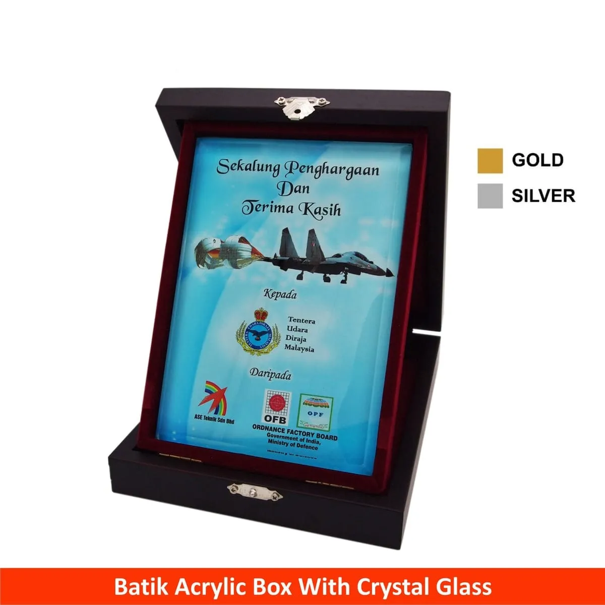 Batik Acrylic Box with Crystal Glass