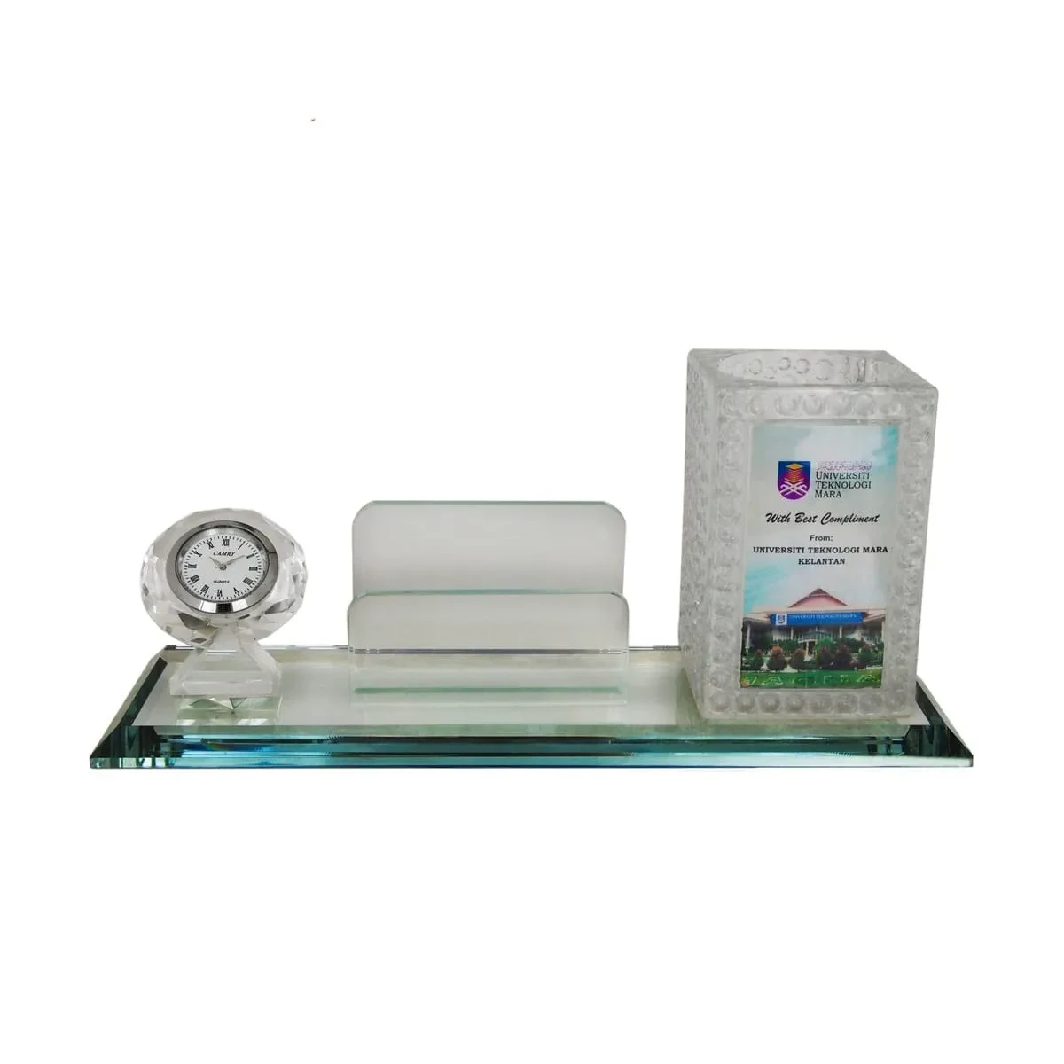 Crystal Pen Holder & NC Holder with Clock 8275