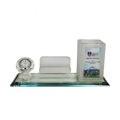 Crystal Pen Holder & NC Holder with Clock 8275
