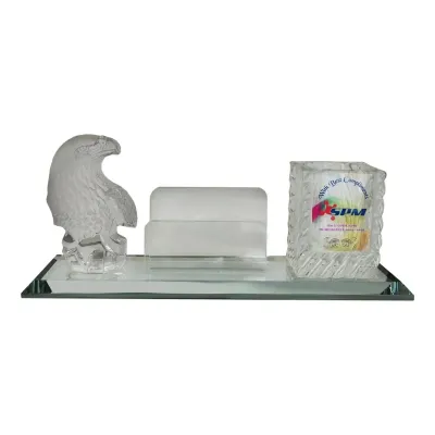 Crystal Eagle with Crystal Name Card & Pen Holder 8276