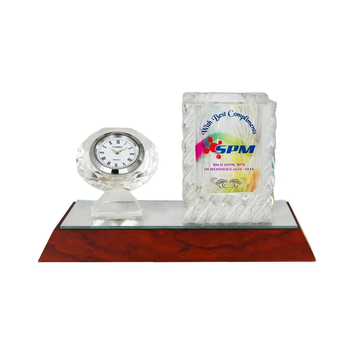 Crystal Pen Holder with Clock 8280