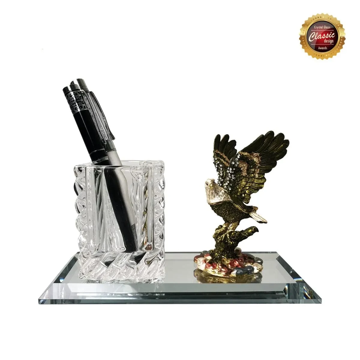 Crystal Pen Holder with Eagle 8343
