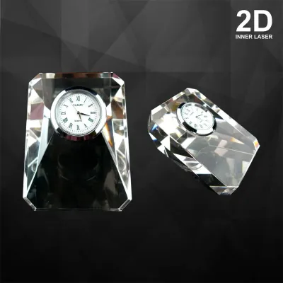 Crystal Paper Weight with Clock 9083