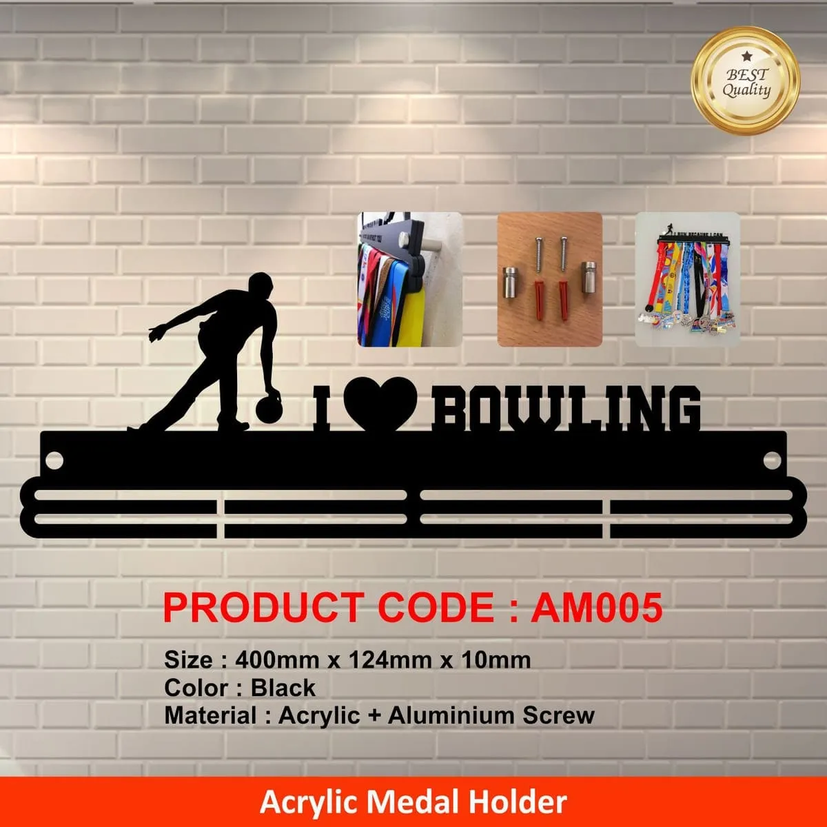 Acrylic Medal Holder (Bowling)