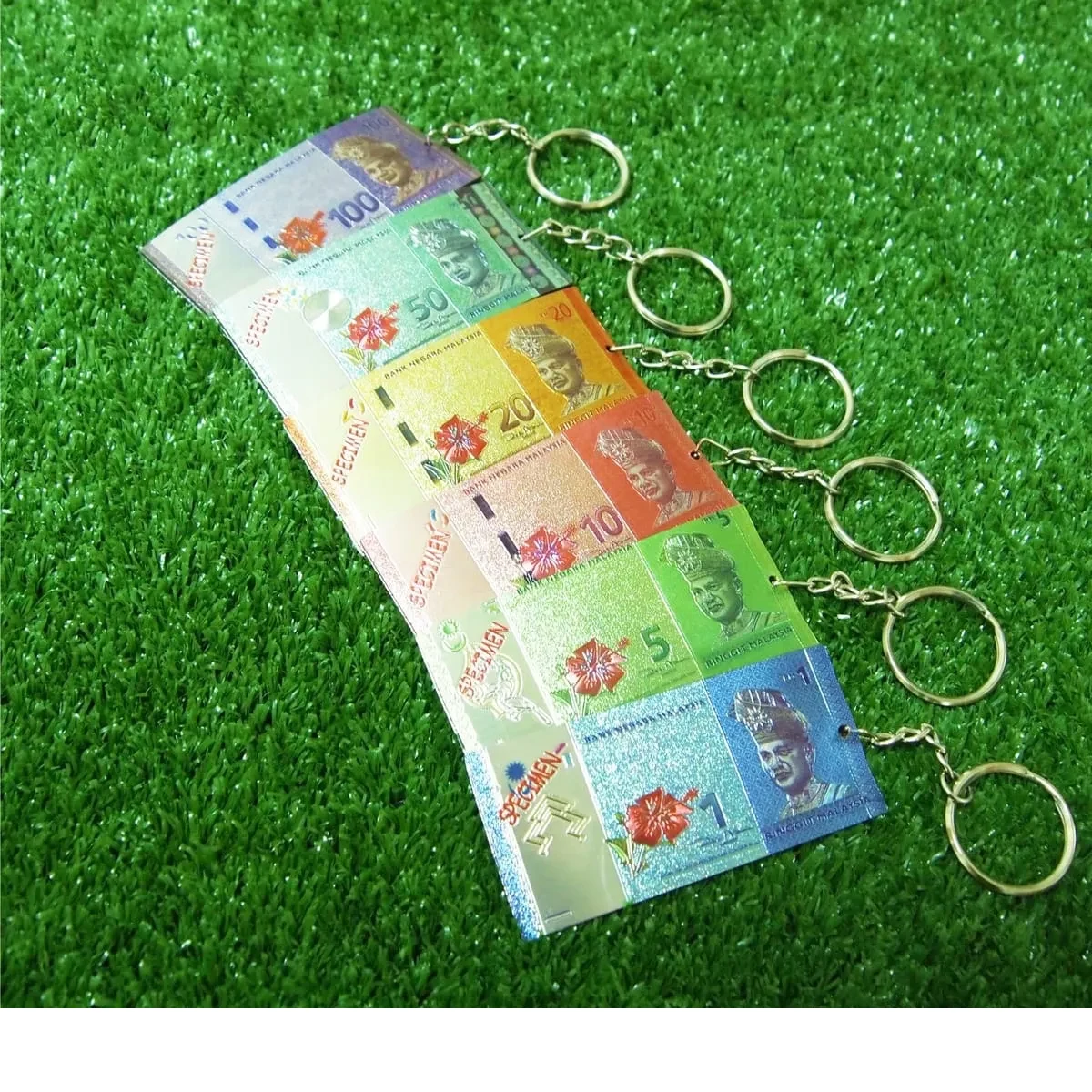 6-in-1 Malaysia Notes Foil Keychain C0372 mixed materials product image