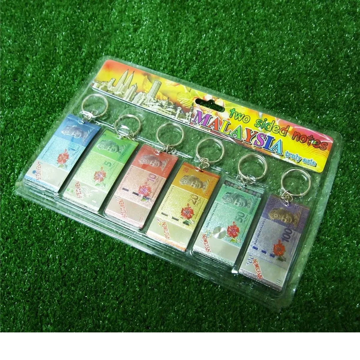 6-in-1 Malaysia Notes Foil Keychain C0372 mixed materials product image 2